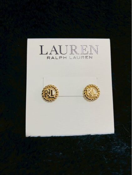 ต่างหูLauren Ralph Lauren Logo in Circle Stud Earrings (Gold-tone) ของแท้งาน outlet ส่งฟรี รูปที่ 3