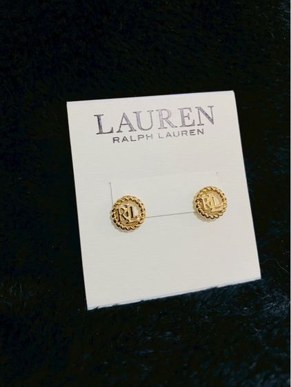 ต่างหูLauren Ralph Lauren Logo in Circle Stud Earrings (Gold-tone) ของแท้งาน outlet ส่งฟรี รูปที่ 4