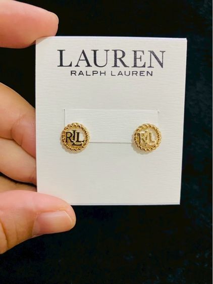ต่างหูLauren Ralph Lauren Logo in Circle Stud Earrings (Gold-tone) ของแท้งาน outlet ส่งฟรี รูปที่ 8