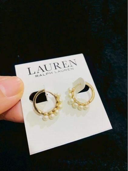 Lauren Ralph Lauren Gold-Tone Faux-Pearl Hoop Earrings ของแท้ จาก outlet ส่งฟรี รูปที่ 10