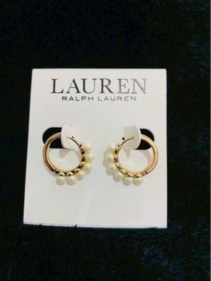 Lauren Ralph Lauren Gold-Tone Faux-Pearl Hoop Earrings ของแท้ จาก outlet ส่งฟรี รูปที่ 6