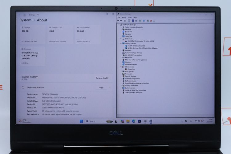 DELL G7 15 7590  CORE I7-9750H+RTX2070 RAM16-512GB รูปที่ 4
