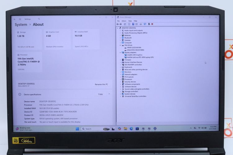 ACER NITRO 5  Core i5-11400H+RTX3050 RAM1-512GB  รูปที่ 4