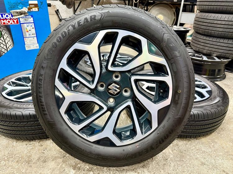 16" ล้อแม็ก SUZUKI SWIFT ขอบ 16” ถอดป้ายแดง ยาง GOODYEAR 195-60R16 ปี 25 ตุ่มหน้ายางยังอยู่ครบ