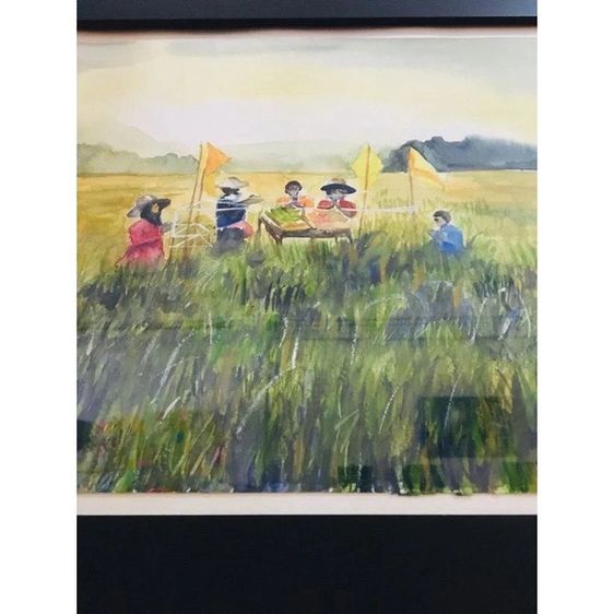 ภาพวาดสีน้ำ พิธีรับขวัญข้าว ใส่กรอบพร้อมแขวน รูปที่ 5