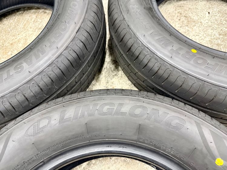 ยางถอดป้ายแดงขอบ 15” ยี่ห้อ LINGLONG ขนาด 205-65R15 ปี 25 ตุ่มหน้ายางยังอยู่ 