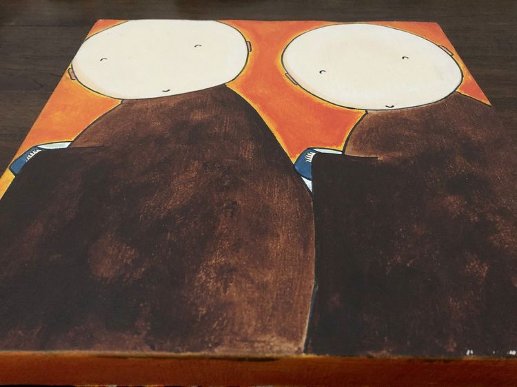 งานเพ้นท์ รูปพระ สีอะคริลิคบนผ้าใบ กรอบลอย ขนาด 30 x 30 cm. รูปที่ 2