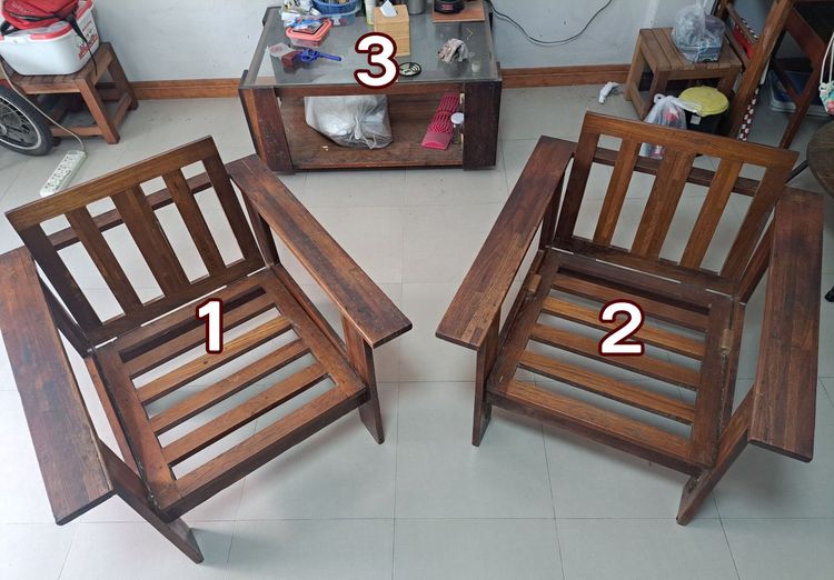 ชุดโต๊ะเก้าอี้ไม้สัก งานเก่า อายุประมาณ50ปี ยังแข็งแรงนั่งได้ปกติ รูปที่ 2
