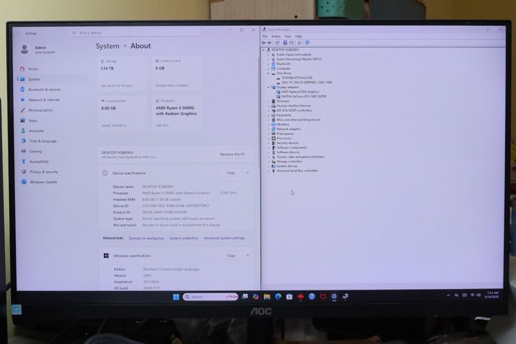 HP Pavilion Gaming Ryzen 5 5600G+GTX1660 Super RAM8-SSD256+HDD1TB รูปที่ 8