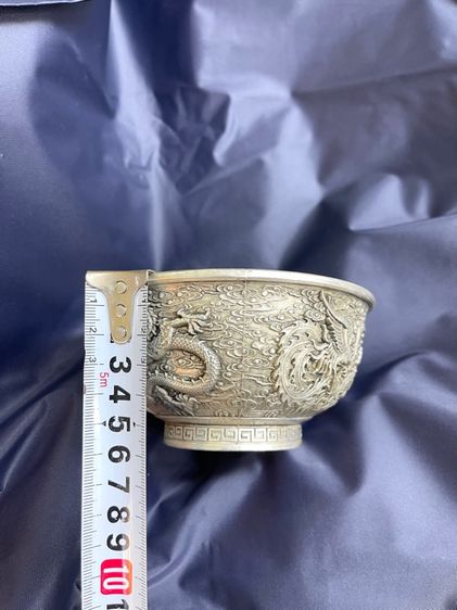 ถ้วยน้ำชา มังกร นกฟีนิกซ์กะไหล่เงินA4 รูปที่ 11