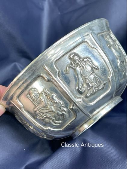 ถ้วยน้ำชา เทพแปดเซียนกะไหล่เงินA2 รูปที่ 4