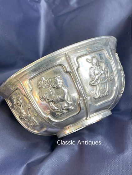 ถ้วยน้ำชา เทพแปดเซียนกะไหล่เงินA2 รูปที่ 2