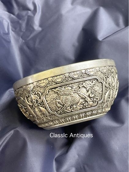 ถ้วยเงินจีน กิเลนสะสม