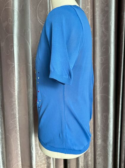 เสื้อยืดคอกลมปักดอกไม้ตาข่ายแขนจั้ม One Size รูปที่ 3