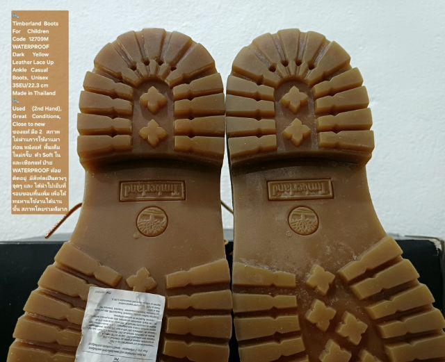 Timberland Boots For Children, Unisex 35EU(22.3cm) ของแท้ มือ 2 สภาพไม่ผ่านการใช้งานมาก่อน, รองเท้า Timberland หนังแท้ มีตำหนิตามรายละเอียด รูปที่ 11