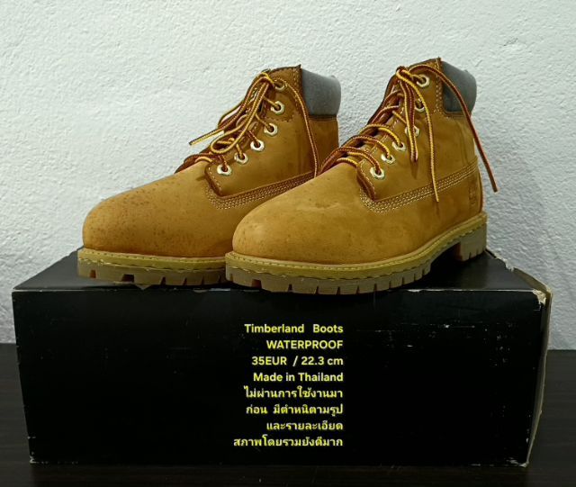 Timberland Boots For Children, Unisex 35EU(22.3cm) ของแท้ มือ 2 สภาพไม่ผ่านการใช้งานมาก่อน, รองเท้า Timberland หนังแท้ มีตำหนิตามรายละเอียด รูปที่ 5