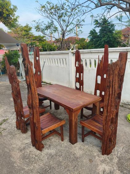 เฟอร์นิเจอร์ ชุดโต๊ะเก้าอี้ไม้สักรางรถไฟเก่า  รูปที่ 2