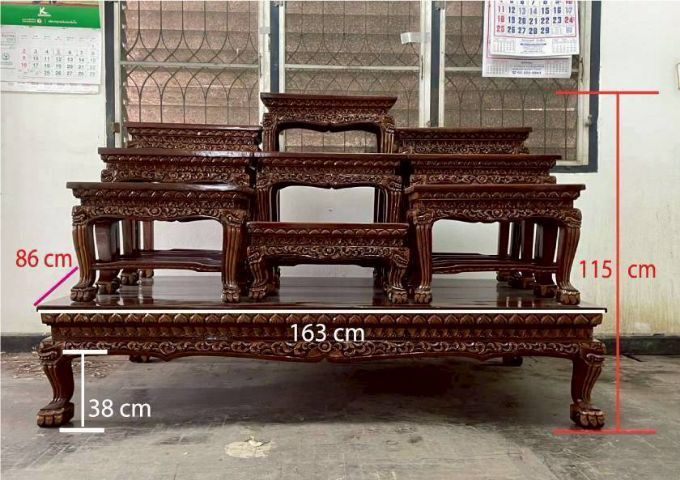 น้ำตาลเข้ม อื่นๆ โต๊ะหมู่บูชาไม้สักแท้