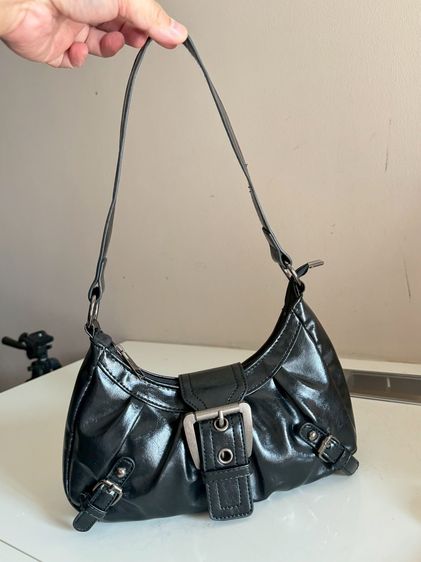 Soft Leather Short Shoulder Mini Bag Black รูปที่ 13