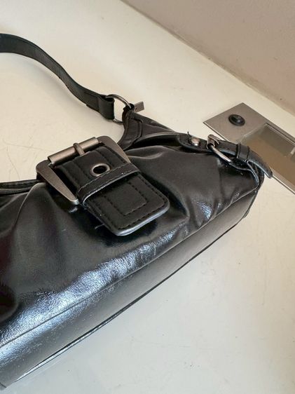 Soft Leather Short Shoulder Mini Bag Black รูปที่ 5