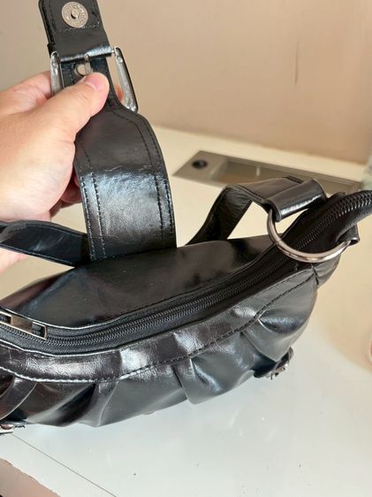 Soft Leather Short Shoulder Mini Bag Black รูปที่ 3