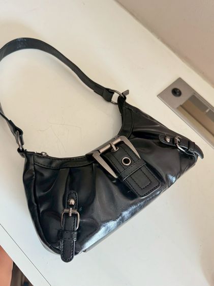Soft Leather Short Shoulder Mini Bag Black รูปที่ 7