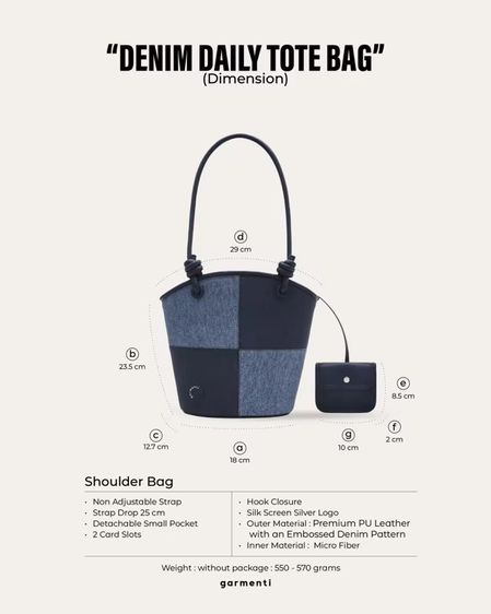 GARMENTI - DENIM DAILY TOTE BAG รูปที่ 5
