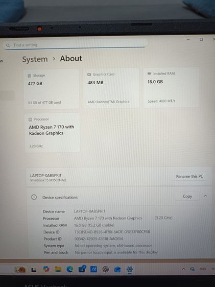 Asus Vivobook 15 Asus Vivobook 15 M1502NAQ รูปที่ 15