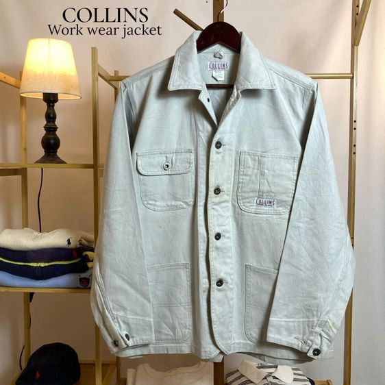 แขนยาว ขาว ฟรีไซส์ อื่นๆ เสื้อแจ็คเก็ต COLLINS แท้ 💯 size M วัดจริงขนาด อก 22 ยาว 27 นิ้ว สภาพดีมาก ทรงสวย ดีเทลสวย เนื้อผ้าดีหายากน่าสะสมครับ
