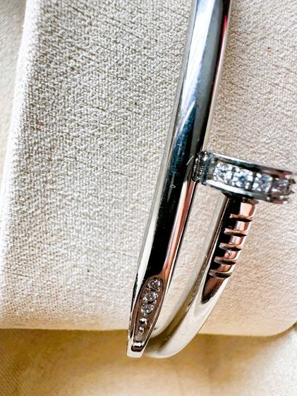 Used Nailed ตะปูเงิน กำไลข้อมือเงินกระดับเพชร Size 19 รูปที่ 4