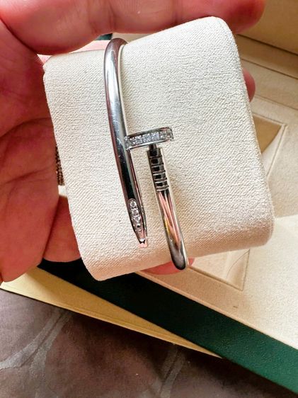 Used Nailed ตะปูเงิน กำไลข้อมือเงินกระดับเพชร Size 19 รูปที่ 10