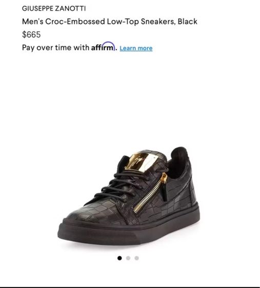 Giuseppe Zanotti Croc-Embossed Low-Top Sneakers Black Gold เบอร์40 รูปที่ 9