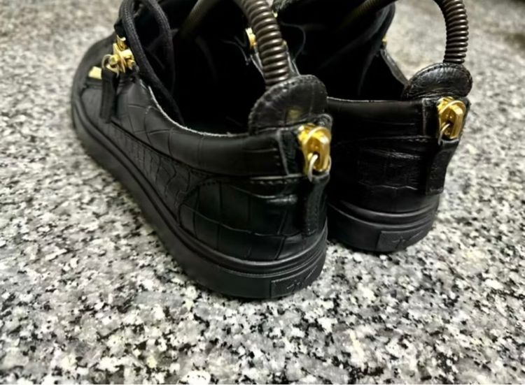 Giuseppe Zanotti Croc-Embossed Low-Top Sneakers Black Gold เบอร์40 รูปที่ 4