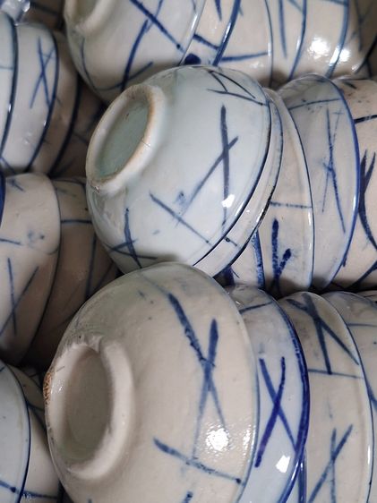 ถ้วยตะไลเก่า 50+ปี งานเขียนมือลายคราม