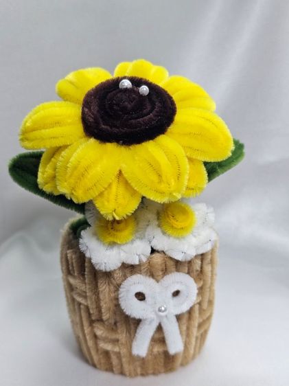 ดอกทานตะวันลวดกำมะหยี่ งานฝีมือ ตั้งโต๊ะทำงาน ตกแต่งบ้าน รูปที่ 4