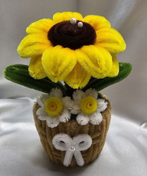 ดอกทานตะวันลวดกำมะหยี่ งานฝีมือ ตั้งโต๊ะทำงาน ตกแต่งบ้าน