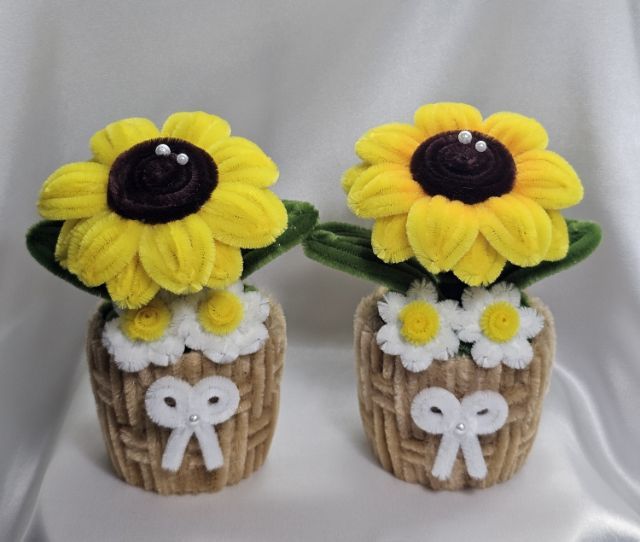 ดอกทานตะวันลวดกำมะหยี่ งานฝีมือ ตั้งโต๊ะทำงาน ตกแต่งบ้าน รูปที่ 2