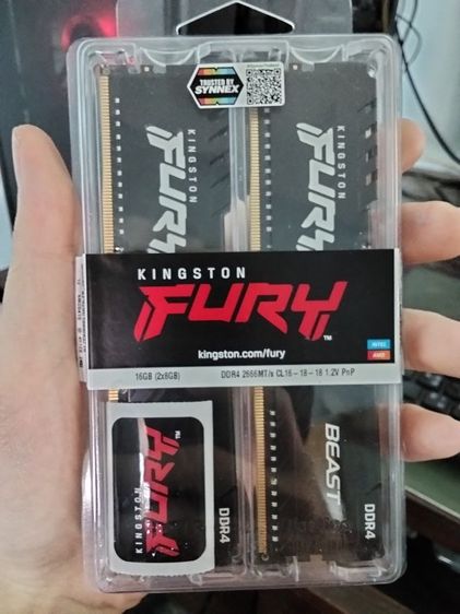ที่เก็บข้อมูลและเมมโมรี่การ์ด Kingston FURY Beast DDR4 ความจุ 16GB (8GB สองโมดูล) ความเร็ว 2666MHz