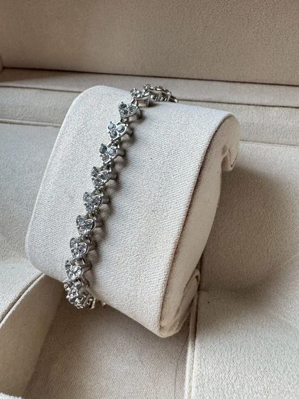 โลหะ สร้อยข้อมือเรียงหัวใจ 1 แถวประดับเพชรกลัดตะขอ Size 19