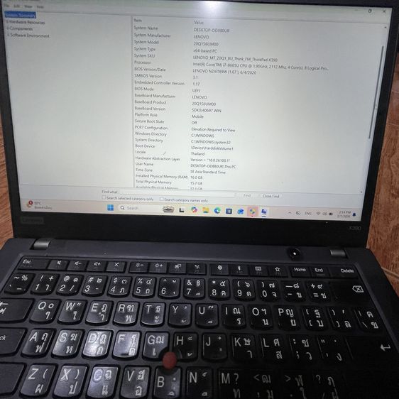 วินโดว์ 16 กิกะไบต์ HDMI ไม่ใช่ ขาย โน๊ตบุ๊ค Lenovo ThinkPad x390 i7