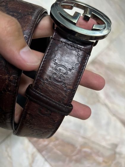 Gucci Interlocking G Belt Guccissima Dark Brown รูปที่ 4
