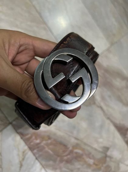 Gucci Interlocking G Belt Guccissima Dark Brown รูปที่ 3