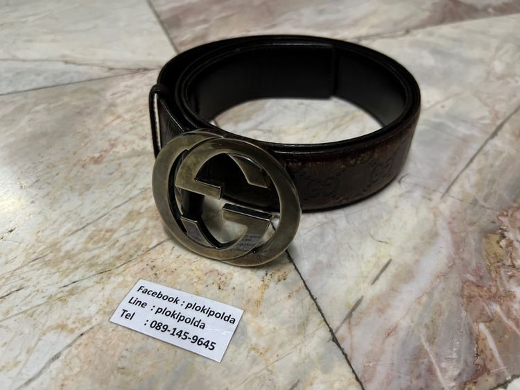 Gucci Interlocking G Belt Guccissima Dark Brown รูปที่ 2