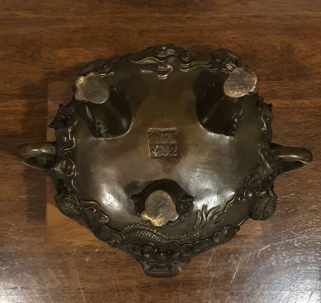 กระถางกำยานจีนสามขาลายมังกรศิลปะโบราณจากประเทศจีน รูปที่ 7