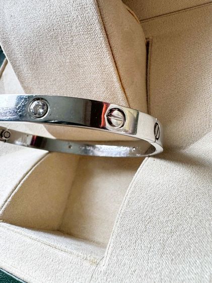 กำไลข้อมือโลหะชุบสีเงินแบบเงาหมุนเกลียวสองด้านประดับเพชร Size 22 รูปที่ 7