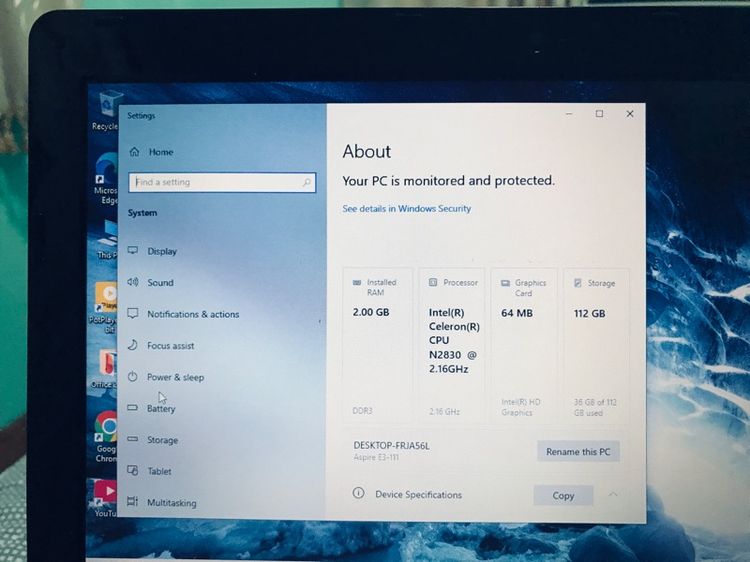 ขาย acer e3-111 intel N2830 2.16GHz RAM 2GB SSD120GB ใช้งานปกติ รูปที่ 3