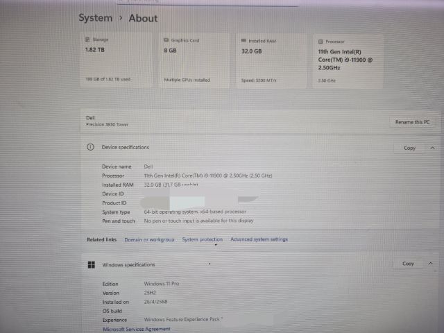 Dell precision 3650 i9 11900 Ram 32 gb Rom 2TB มีการ์ดจอ แยก มือสองสภาพ 95 เปอร์เซนต์ รูปที่ 5