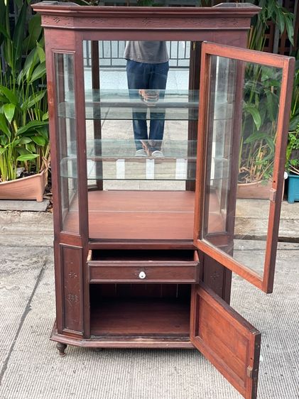 ตู้โชว์ไม้สักเก่าโบราณ รูปที่ 3