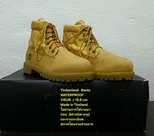 Timberland Boots For Children, Unisex 31EU(19.8cm) ของแท้ มือ 2 สภาพไม่ผ่านการใช้งานมาก่อน, รองเท้า Timberland หนังแท้ มีตำหนิตามรายละเอียด รูปที่ 4