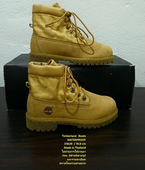 Timberland Boots For Children, Unisex 31EU(19.8cm) ของแท้ มือ 2 สภาพไม่ผ่านการใช้งานมาก่อน, รองเท้า Timberland หนังแท้ มีตำหนิตามรายละเอียด รูปที่ 11